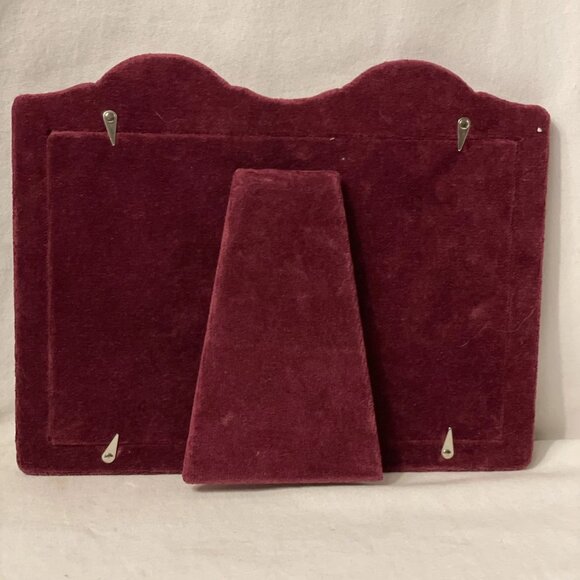 Fine English Pewter Double Picture Frame for 4 X 6 Photos Art Nouveau Burgundy B - Picture 2 of 9